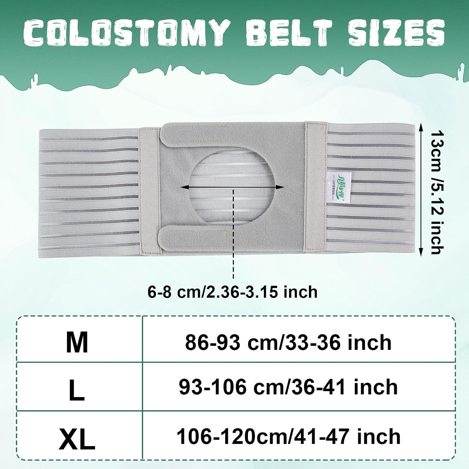 Ostomy Support Belt for Colostomy & Ileostomy Bags, L