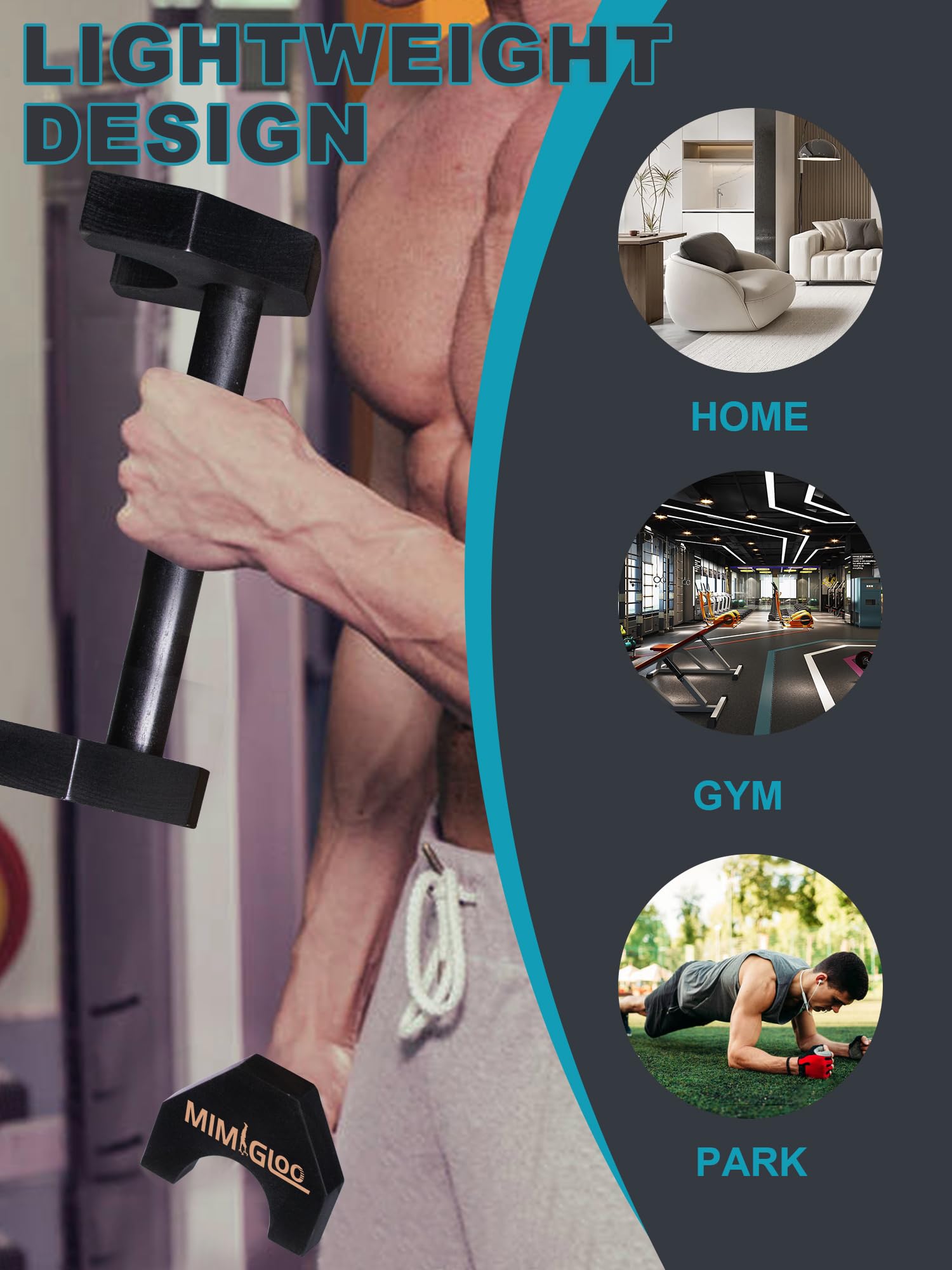 Paralettes Push-up MIMIGLOO - Bois, Antidérapant, Charge 136 Kg, Pour Dips Et L-sits