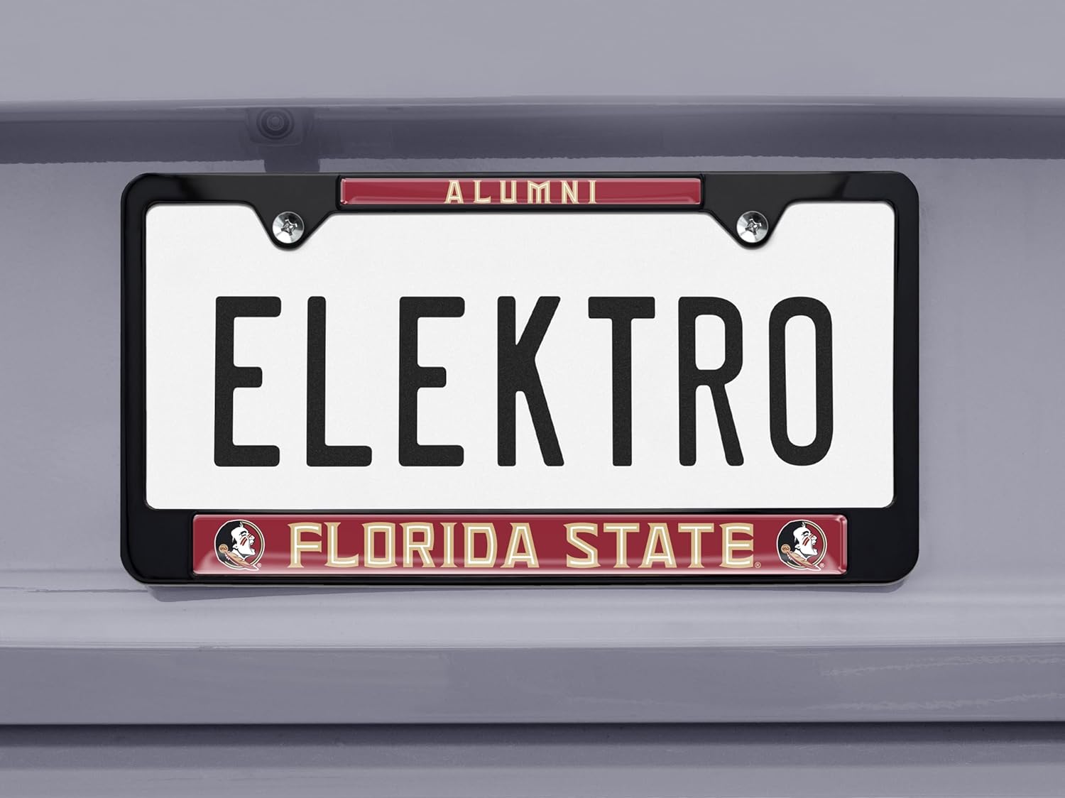 Elektroplate Officially Licensed Florida State Alumni 3D Doming Black All-Metal Standard Size License Plate Frame Tag Holder for Cars/SUVs/Trucks Weatherproof Automotive Accessory - Image 2