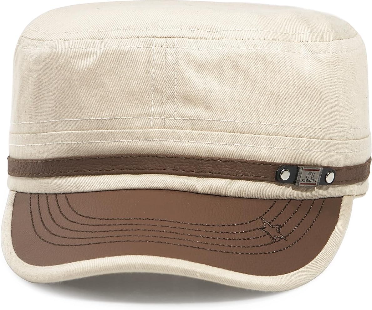 Men Flat Top Hat Cadet Army Cap Twill Cotton Baseball Military Cap - Image 4