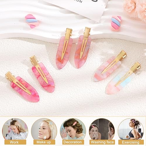 Vista 49 de KesaPlan 12 pinzas para el cabello sin doblar, con purpurina plateada, sin arrugas, pinzas para el cabello para peinar, pasador de pelo plano sin