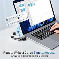 Vista 3 de Acer lector de tarjetas SD USB C, adaptador USB 3.0 tipo C a Micro SD de ranuras duales, lector de tarjetas de memoria para MicroSD, SDHC, SDXC, Gris