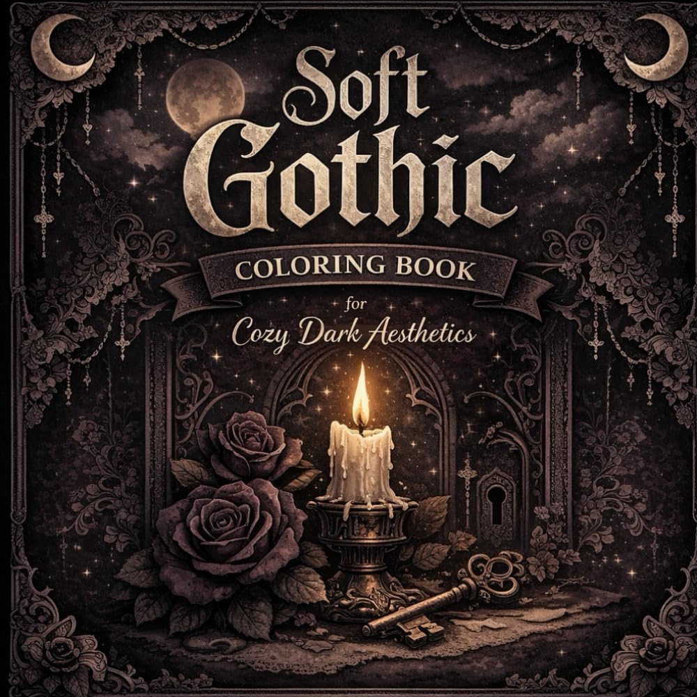 Soft Gothic Coloring Book for Cozy Dark Aesthetics: Moody Pages for Quiet Nights