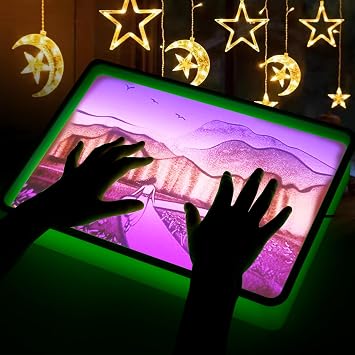Yichushisu Light Table/Box for Kids | Sand Painting Light Box | Sensory Light Table for Kids | Birthday Gifts & Party Favors for Boys & Girls | 3 Color ModesGreen