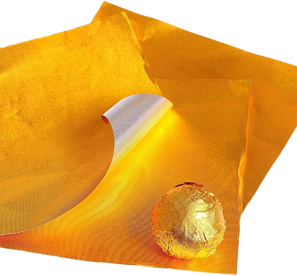 300PCS Aluminum Foil Candy Wrappers 4x4 Inches 3 Colors Square Colored Tin Foil DIY Chocolate Packaging For Homemade Candy Party Gifts Easter Decorations Gold Silver Red