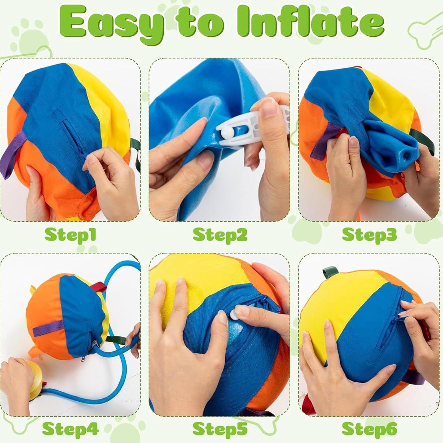 Calming Jumbo Ball for Dogs | Herding Ball for Dog | Tear-Resistant Inflatable Big Balls Tough Herding with Handle Cover & Pump, for Large Dogs & Horses Outdoor Play Exercise Teething