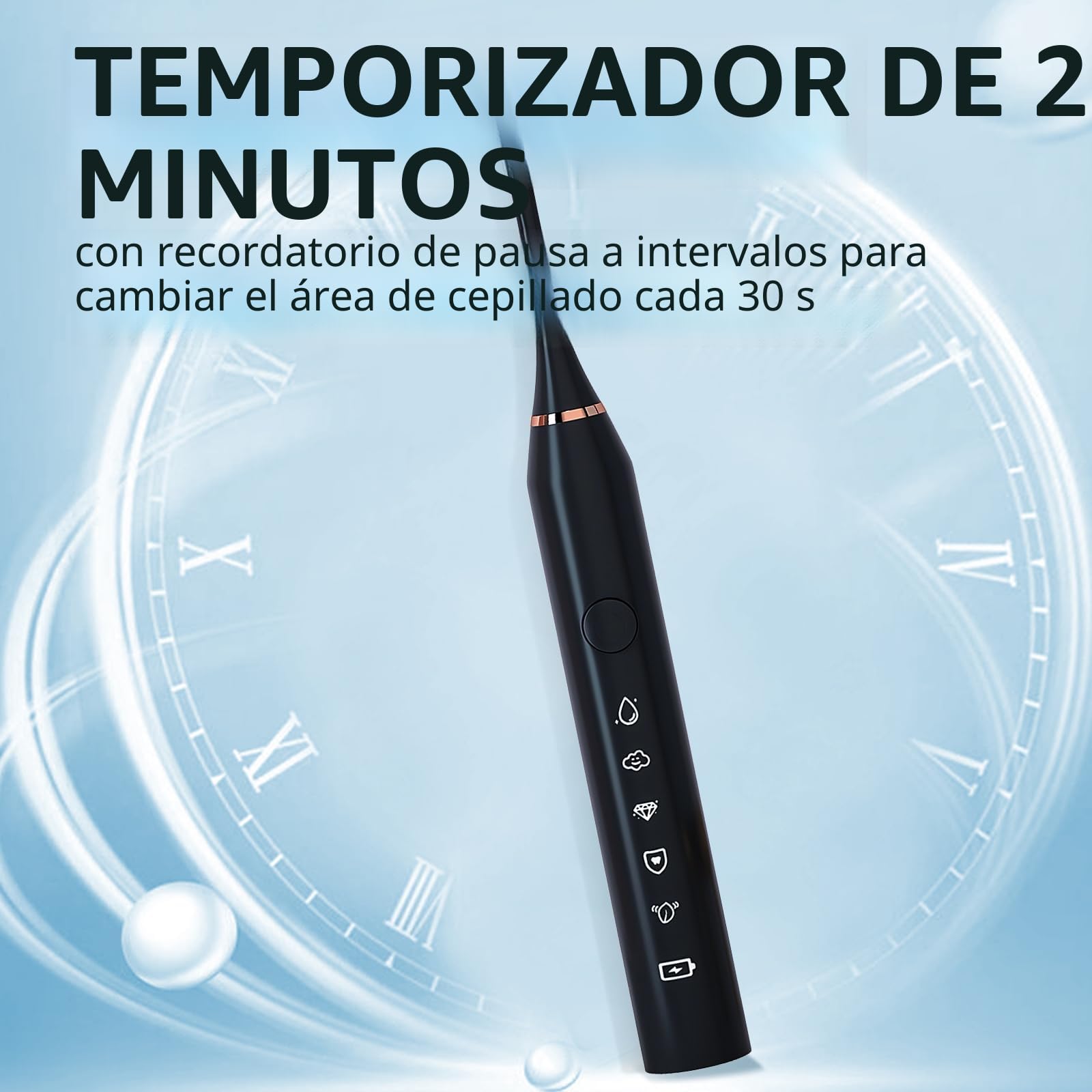 Cepillo de dientes eléctrico sónico, cepillo de dientes recargable con 6 cabezales de cepillo Dupont, con temporizador inteligente de 2 minutos, 5 modos con blanqueamiento dental, regalo para la