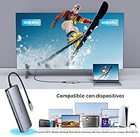 Vista 3 de Hub USB C, Acodot Adaptador USB C de 9 en 1 a HDMI 4K@60HZ multipuerto, 3 puertos USB 3.0, lector de tarjetas SD/TF, 100W PD, diseñado para MacBook