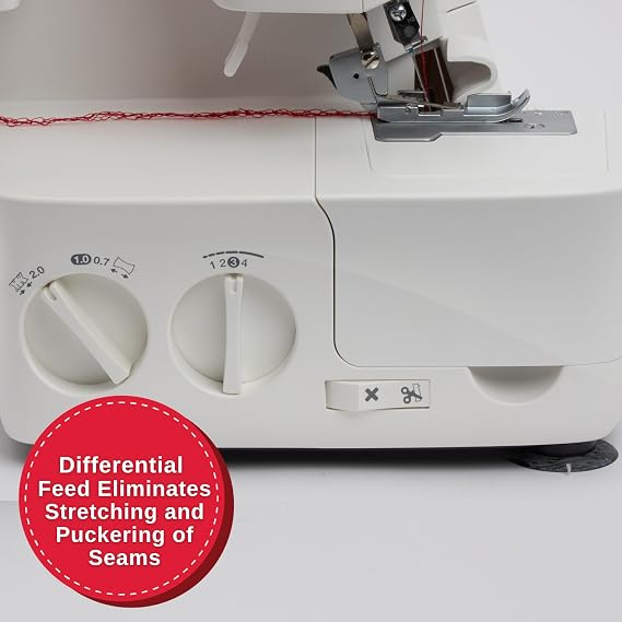 SINGER S14-78 Serger with Accessory Kit | Overlock Machine with 2-3-4 Stitch Capability, 1200 Stitches/Minute, Differential Feed, LED Light & Free Arm, White