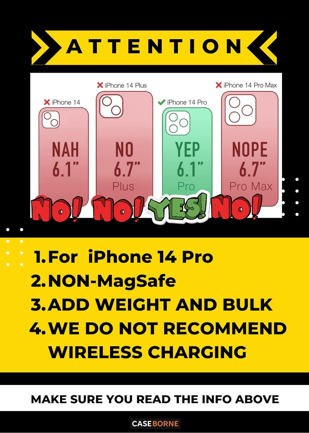 CaseBorne V Compatible with iPhone 14 Pro Case - Military Grade Full-Body Rugged with Kickstand and Built-in Screen Protector - Orange