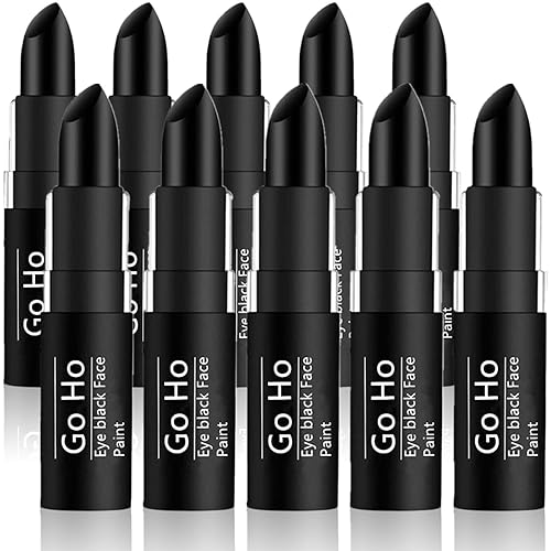 Go Ho 10 piezas de pintura facial negra para ojos, palo negro de ojos para deportes, béisbol negro de ojossoftbolpalo de fútbol, fácil de colorear