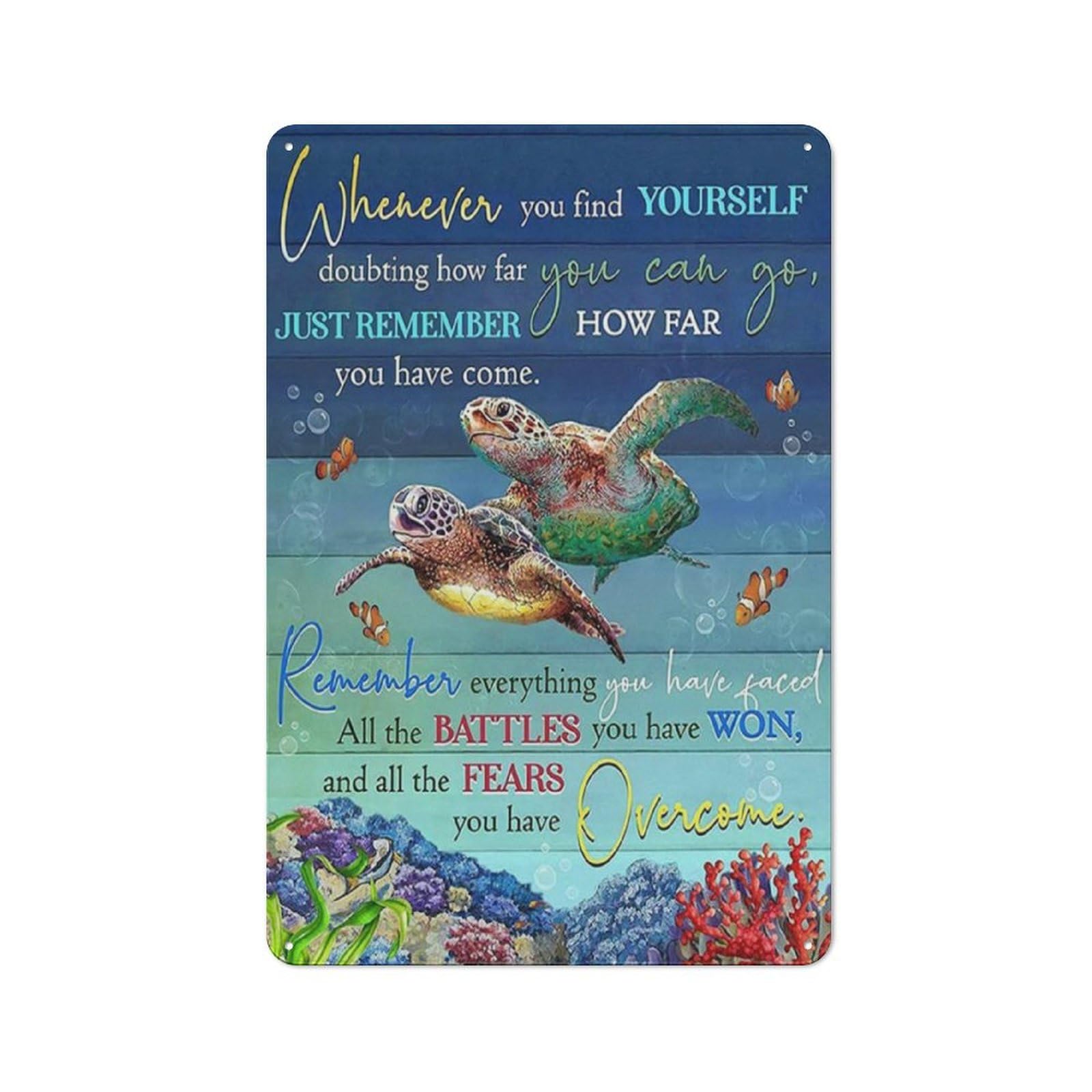 Sitrmgh Women's Sign Metal Tin Sea Turtle Quotes Decor Wall Art Valentine's Day Birthday Gifts For Lovers Girlfriend Sea Ocean Animal Painting Artwork For Bedroom Bathroom 8X12inch