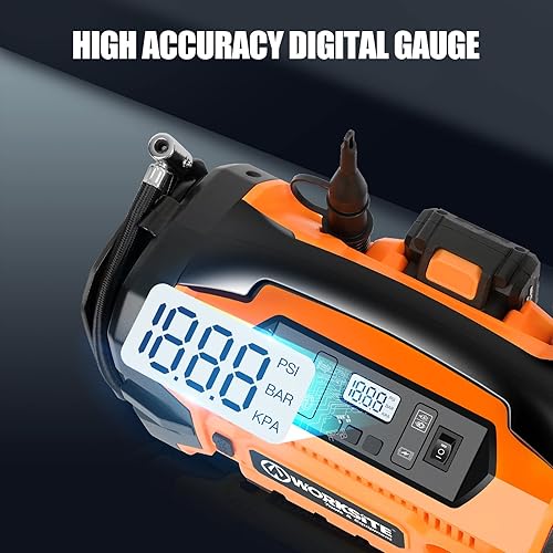 Miniatura 6 de WORKSITE Inflador de neumáticos Compresor de aire portátil, bomba de neumáticos de coche de 160 PSI con 3 fuentes de alimentación (110 V CA, 12 V CC