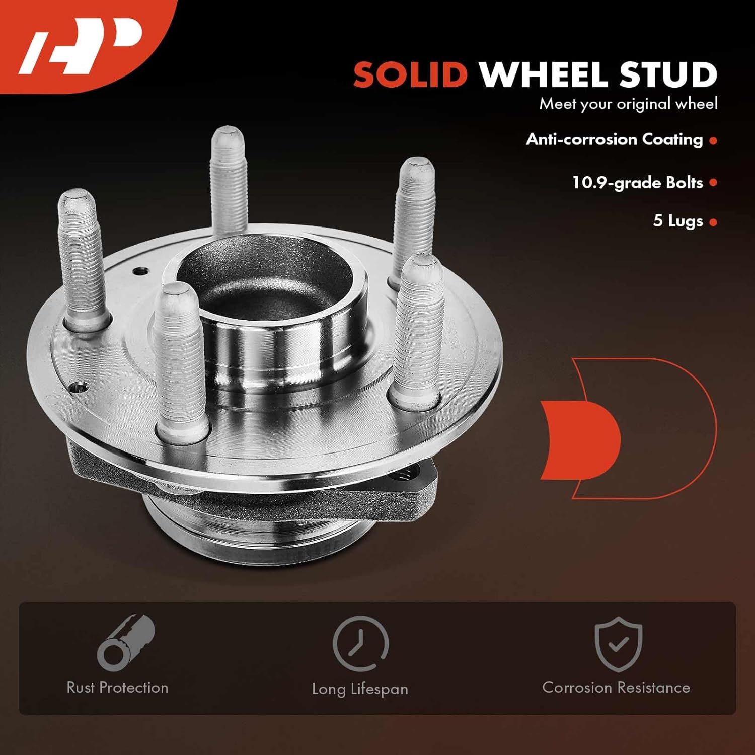 A-Premium Front Wheel Bearing and Hub Assembly with 5-Lug Compatible with Chevrolet Camaro 2016-2017, LT & SS Submodel Only