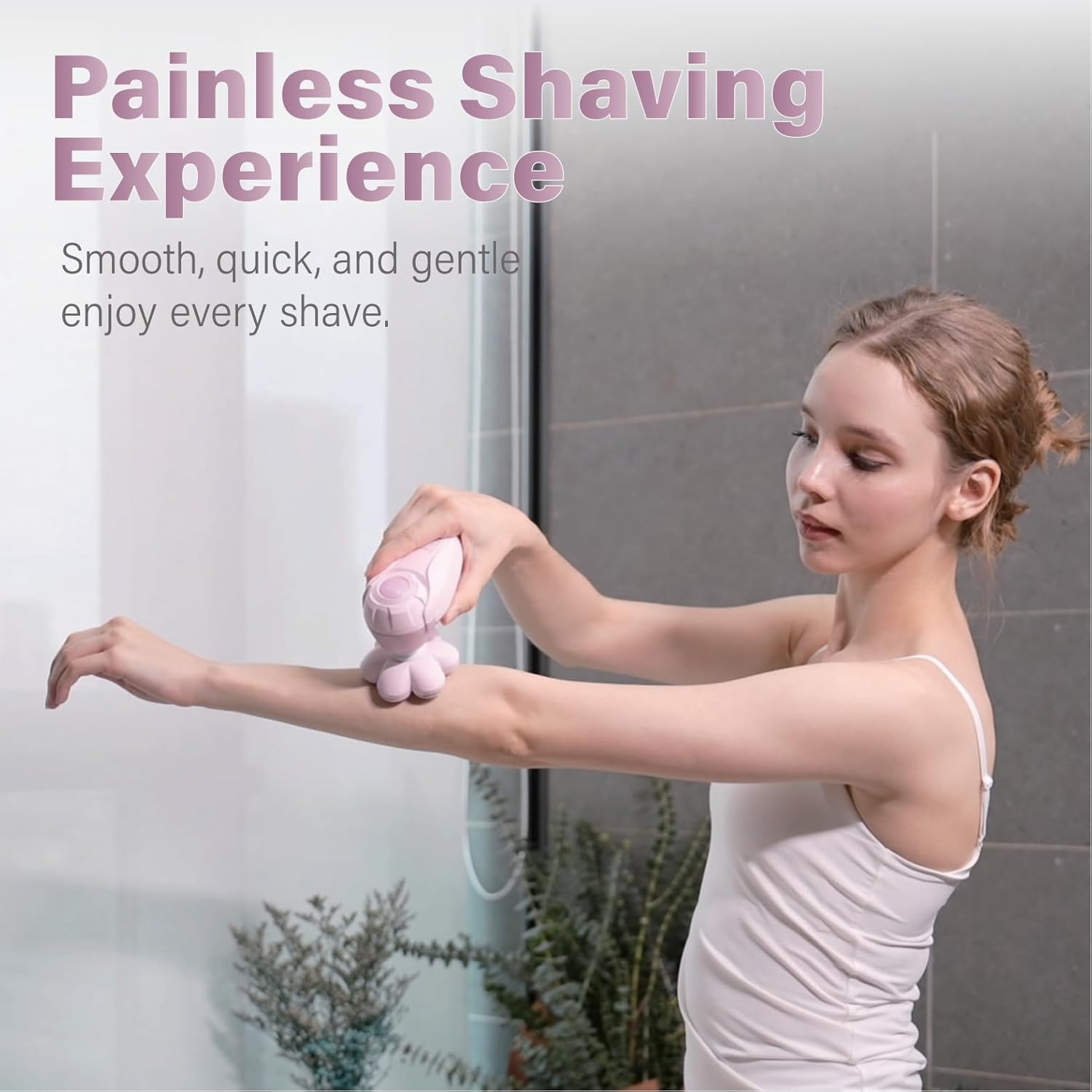 3-in-1 Electric Razor for Women, Painless Bikini Trimmer & Body Shaver, IPX7 Waterproof Wet/Dry, 120-Min Type-C Rechargeable, Gentle & Smooth Pink Shaver, Ideal Holiday Gift for Her - Image 4