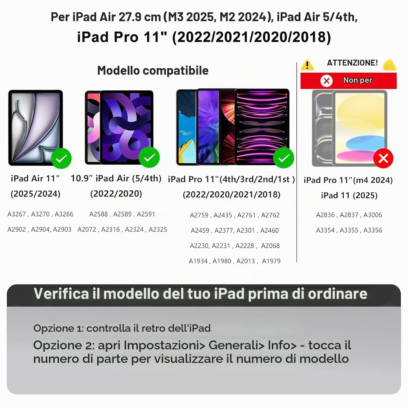 Per iPad Air 11 M4 2026/M3 2025/M2 2024 e Pro 11/Air 5/4 Gen Magic Keyboard | Retroilluminazione a 7 Colori Cover Tastiera Wireless Portatile con Supporto Flottante e Trackpad per Ufficio/Studio, Nero
