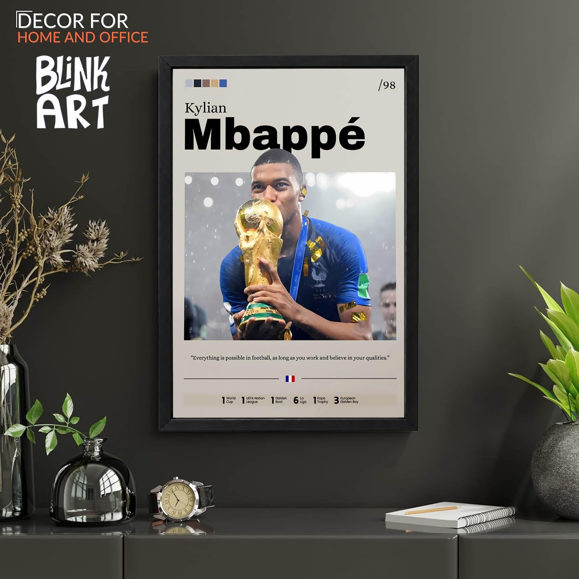 Kylian Mbappe Football Poster - Framed Wall Art -6