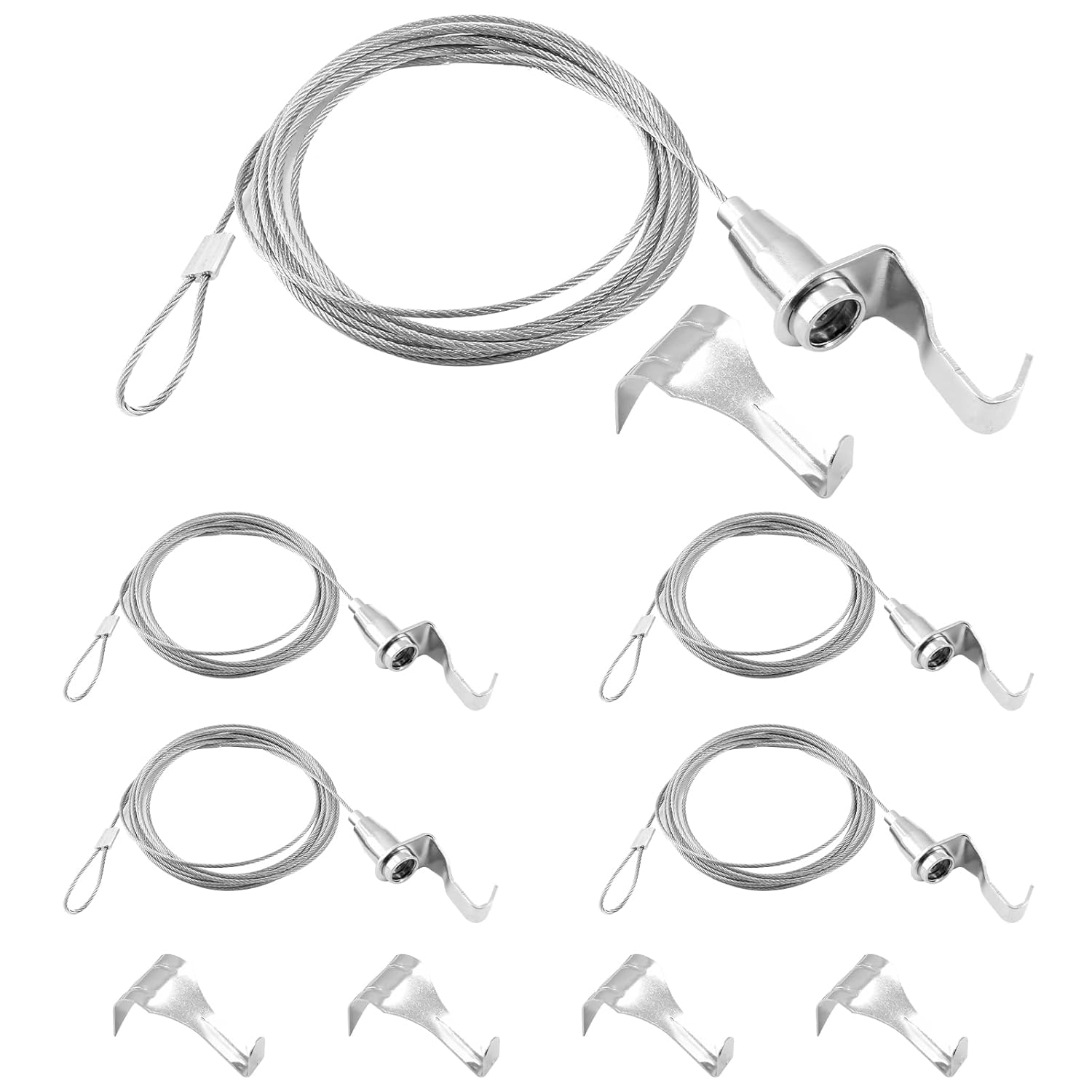 Uenhoy 5 Pack Picture Rail Hanging System, 2M Picture Hanging Wire with Adjustable Hook