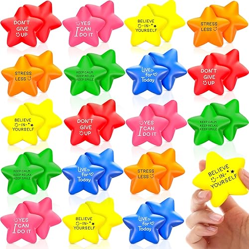 HyDren 30 bolas motivacionales para el estrés de 2.2 pulgadas con citas, bola de espuma colorida, juguetes inspiradores de ejercicio de mano para