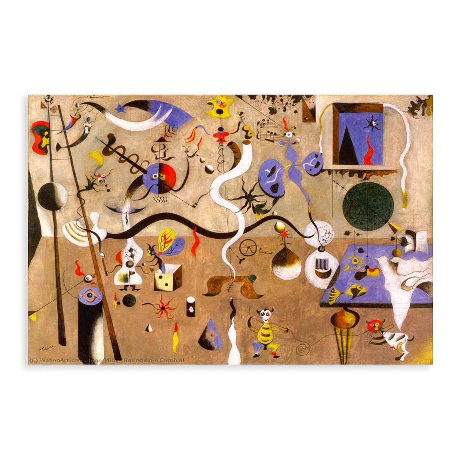WCYB Harlequin's Carnaval by Joan Miro Posters Prints Canvas Deco Paintings Wall Art Unframe 24" L X 36" W