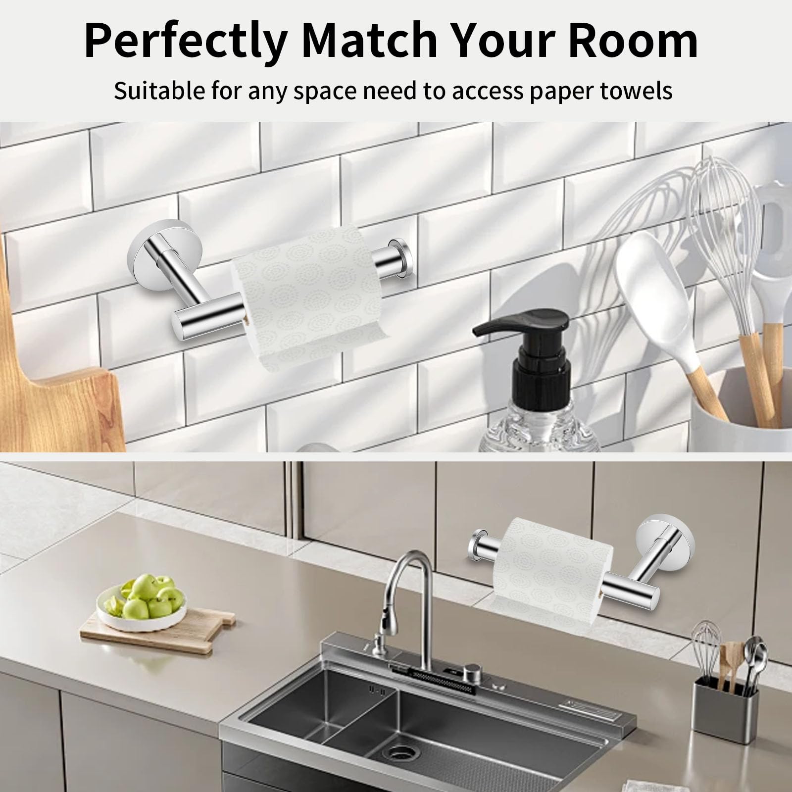 Toilet Paper Holder,Eolax Perforated Roll Holder, Wall Mounted, Set of 2, Stainless Steel - Image 2