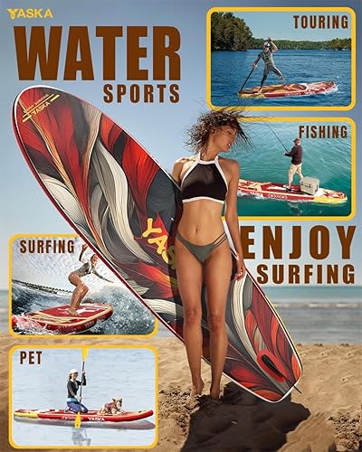 Vista 14 de YASKA Inflatable Stand Up Paddle Board - 11ft Extra Wide Paddleboard with Premium SUP Board Accessories,Camera Mount,Non-Slip EVA Deck,5