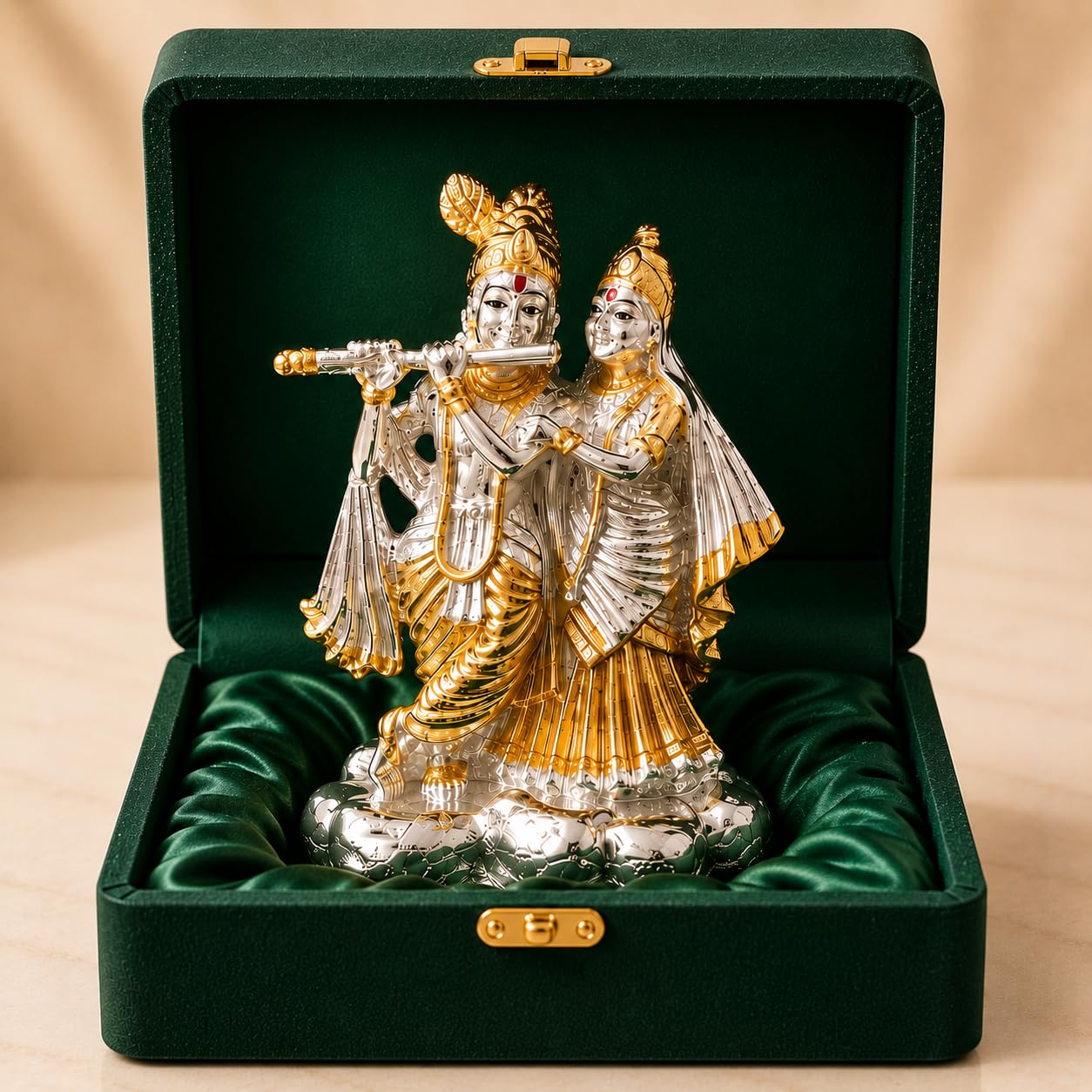 Premium Silver-Plated Radha Krishna Idol Statue for Janmashtami | Home Décor | Pooja Room | Decorative Showpiece | Car Dashboard | Festive Gifting | 3.7 inch-image-22