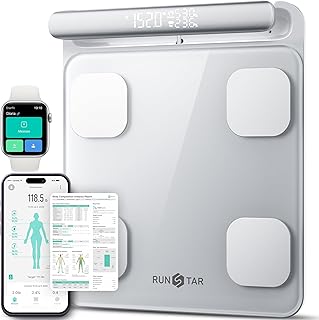 RunStar Smart Scale for Body Weight and Fat Percentage FSA&HSA Eligible, 8-Electrode Digital Bathroom Scale with BMI, Body Fat & Muscle Mass to 28 Body Composition and Printable Body Analysis Report