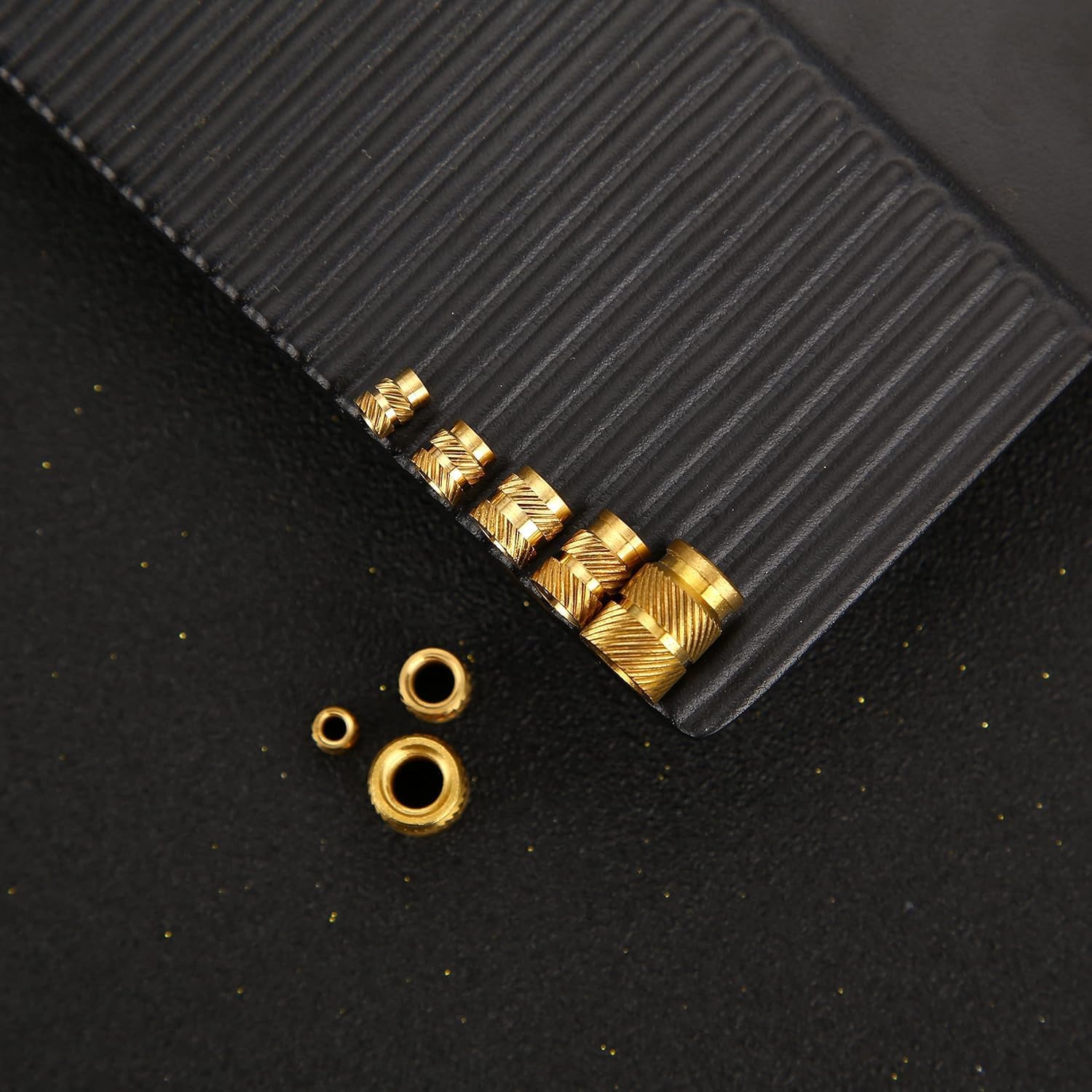 Brass Knurled Nuts,Threaded Insert, 100Pcs M3 Brass Hot Melt Inset Nuts Heating Molding Copper Thread Inserts Nut SL-type Double Twill Knurled Injection Brass Nut 248 (Size : M3X4.6X7.0) ( Color : One