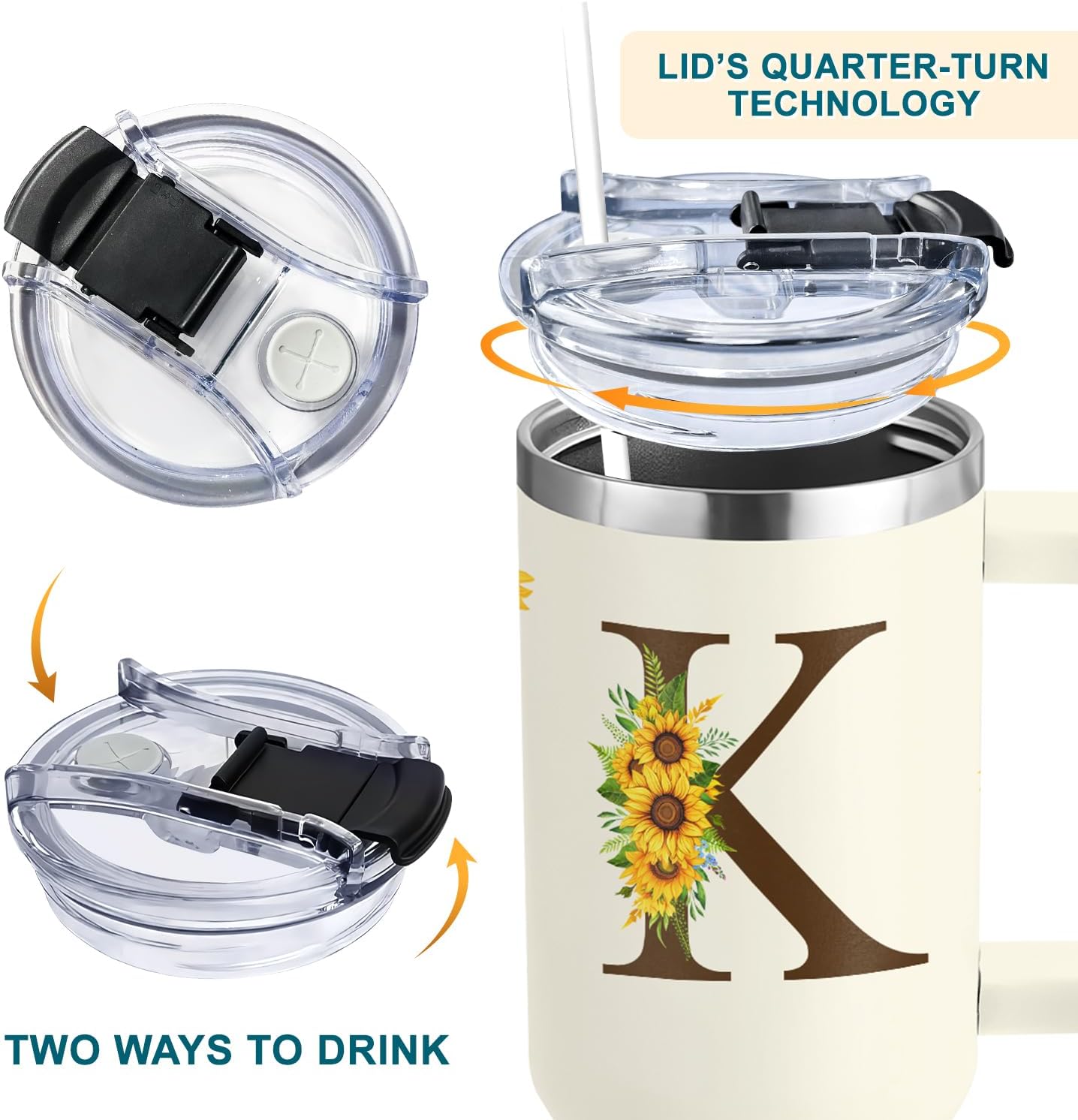 Personalized Gifts For Women - Sunflower Gifts For Women - Valentines Day Gift For Her - Birthday Gift, Mother's Day Gift For Mom, Her, Sister, Wife, Lady - Monogrammed Tumbler 40oz - Image 4