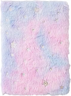 flexman Plush Diary Gradient, 8.27X6.30X0.79in 80 Pages Writing Fuzzy Journal Lined Pages Notebook, Plush Secret Diary for Students, Writers, Journaling Enthusiasts (Star)