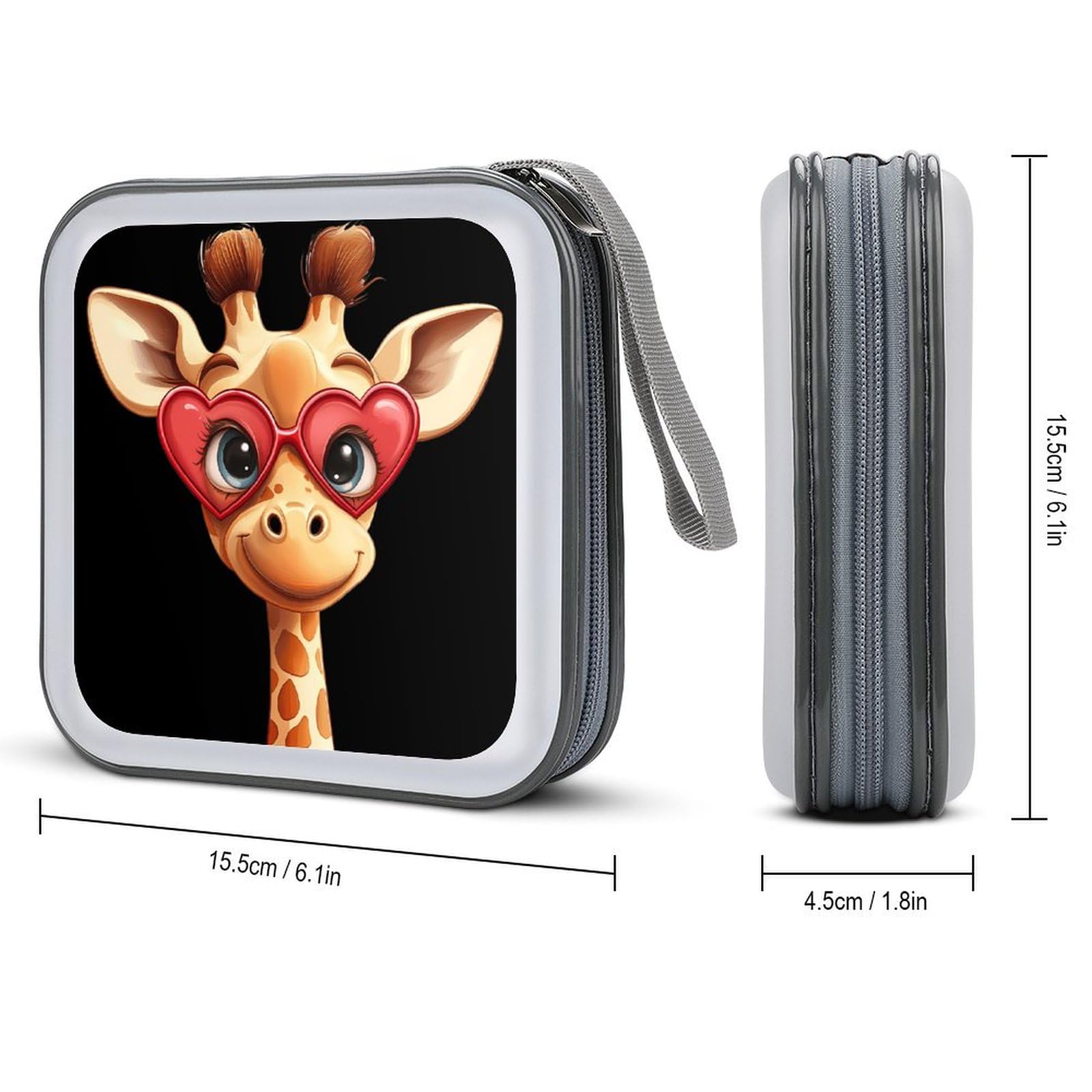 Funny Giraffe CD Case Plastic DVD Case Holder Wallet Disc Storage Organizer for Car Travel