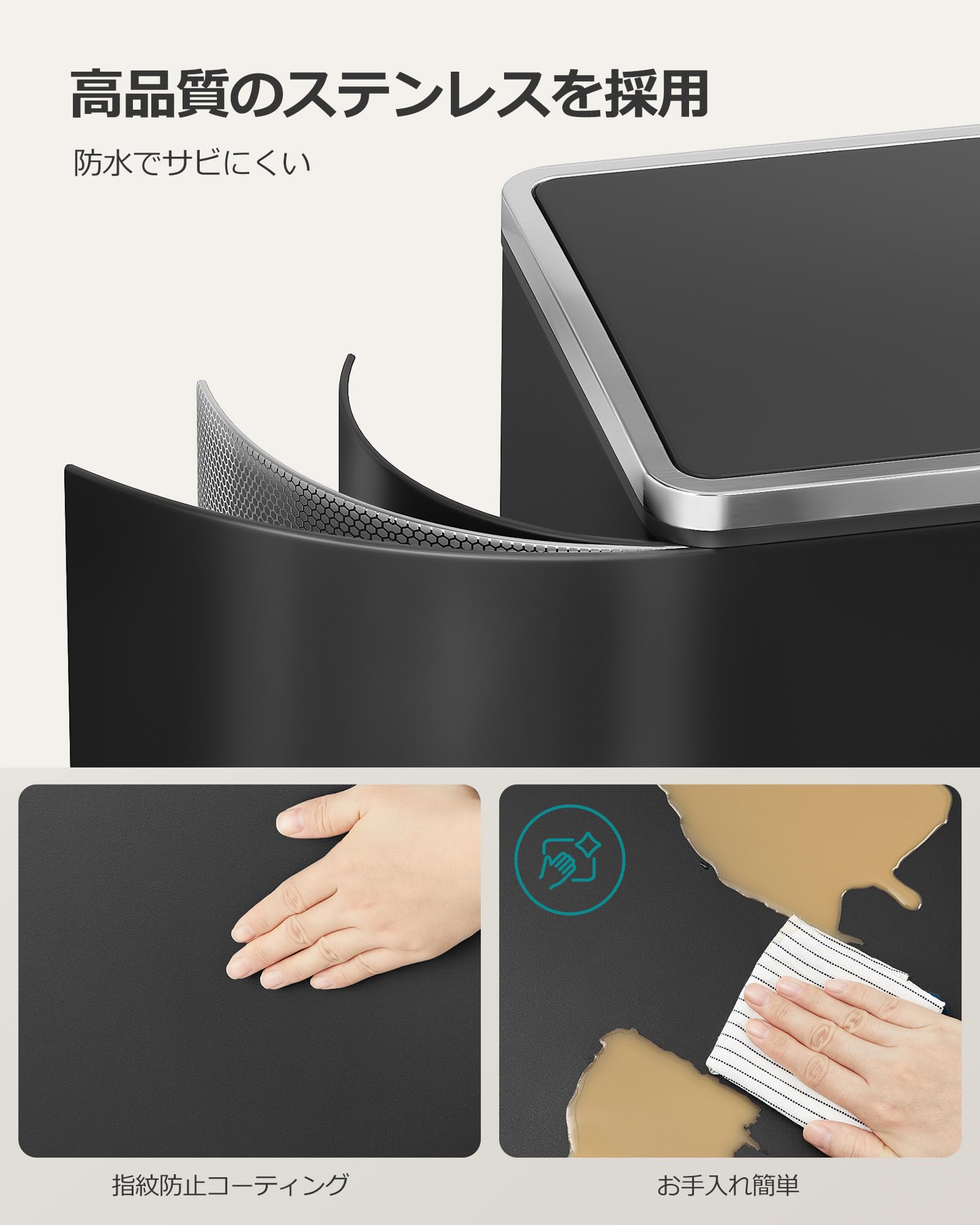 Amazon｜SONGMICS ゴミ箱 ダストボックス 2分別 2x40L ステンレス