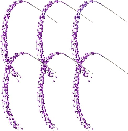 Miniatura 10 de Juego de 6 palos de Navidad con purpurina artificial ramitas decorativas ramas con purpurina púas de bayas para árbol de Navidad coronas guirnaldas