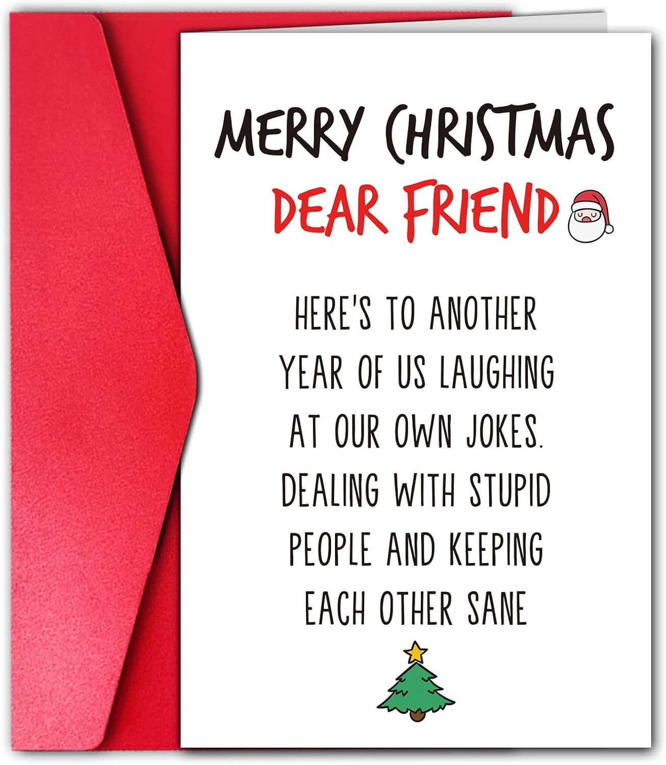 GYYsweetus Merry Christmas Card for Best Friend, Coworker Card, Funny Christmas Gift for Classmate Bestie Men Women Him Her Cousin Brother (Laugh at Our Own Jokes)