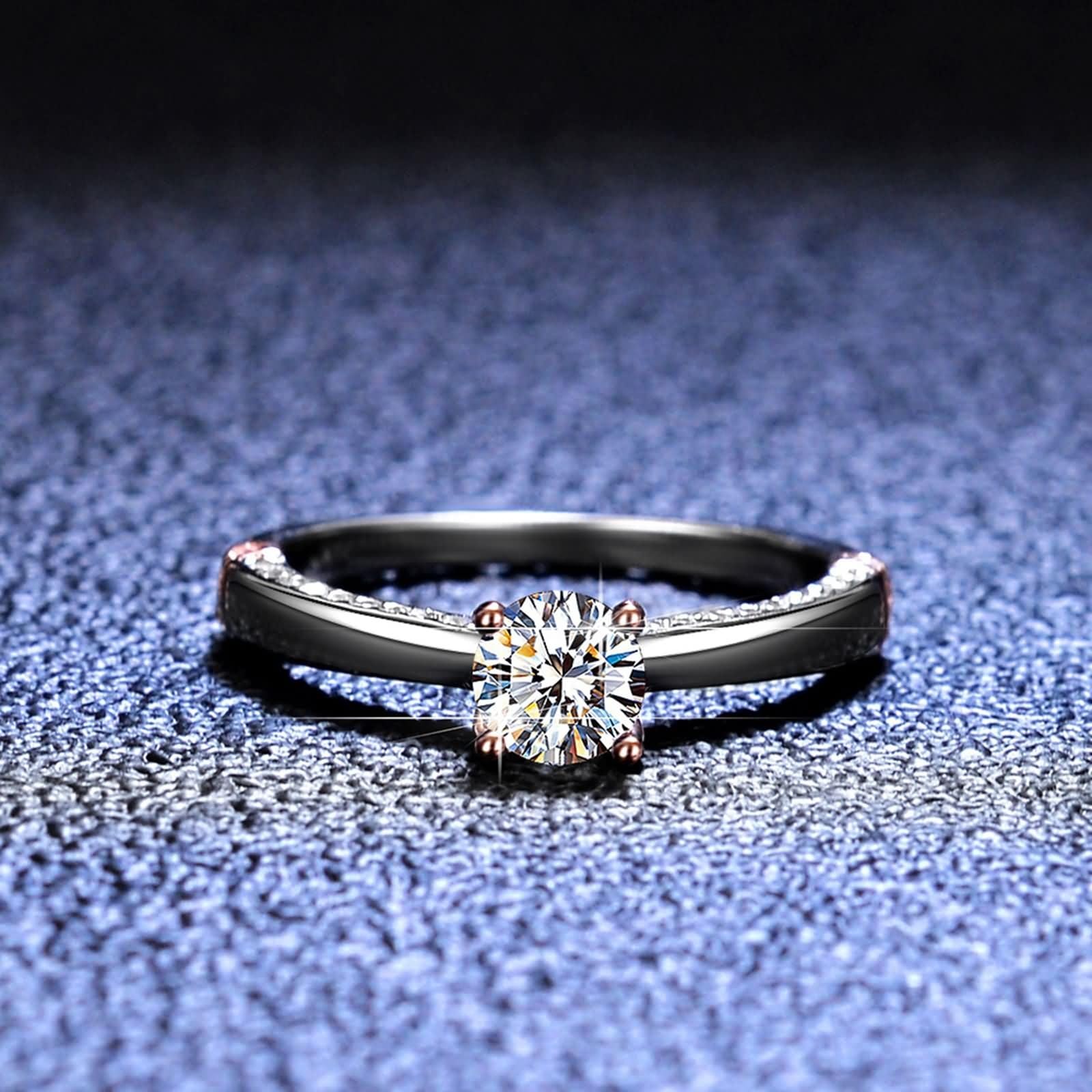 Moissanite pierścionek z białego złota, pierścionek zaręczynowy, pierścionek zaręczynowy z moissanite, 0,5 ct