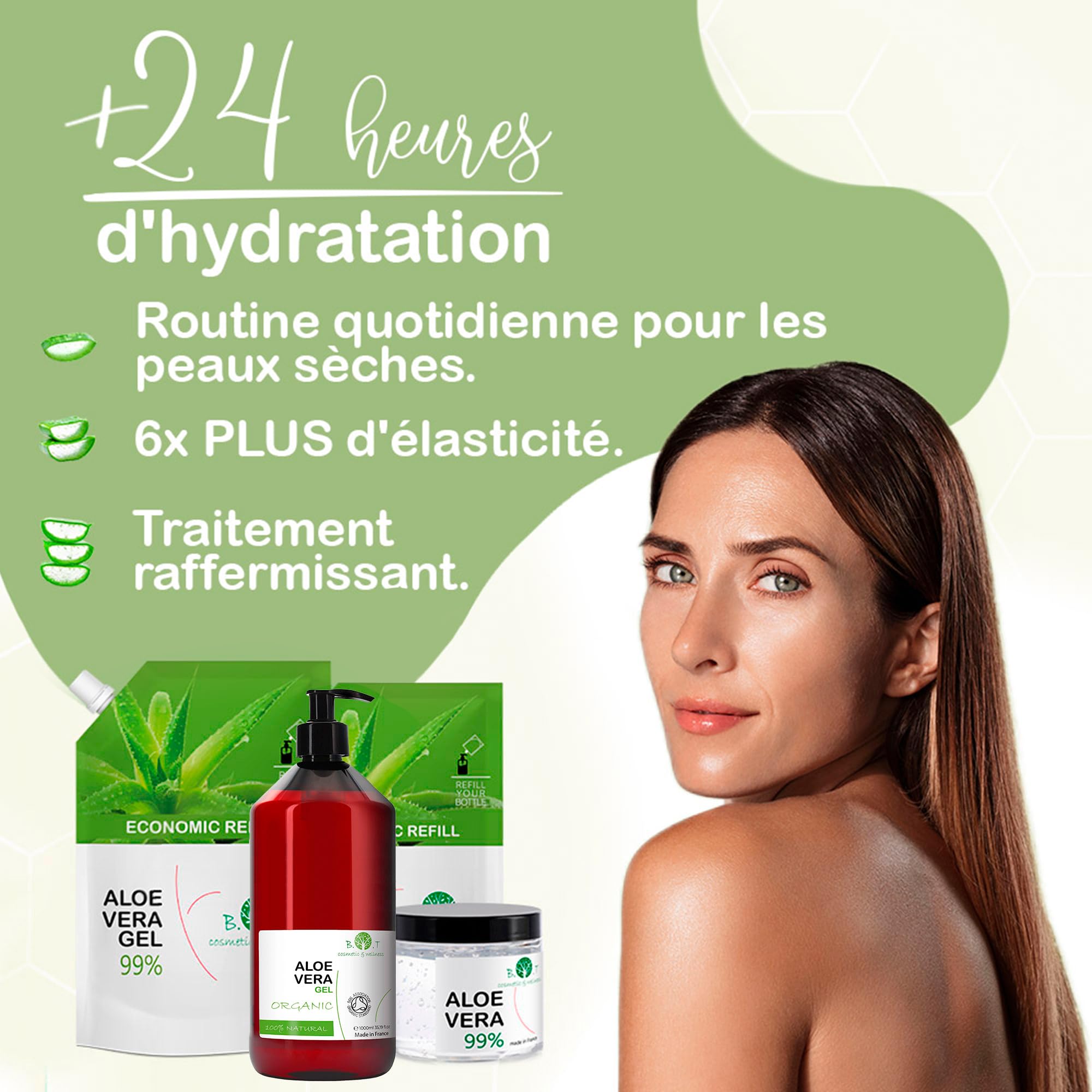 Gel Aloe Vera Bio, 100% Naturel, Hydratant Visage et Corps, Calmant Après-Rasage, Après-Soleil Naturel, Soin Capillaire, Plaquage Cheveux 250 ml