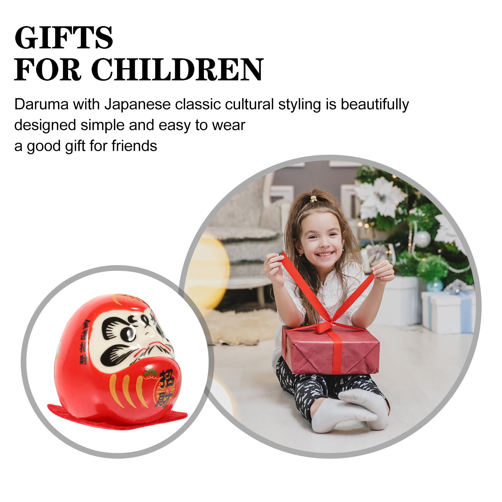 Amosfun Ceramica Figurina Giapponese Portafortuna 1.85 Pollici Decorazione Feng Shui Rosso