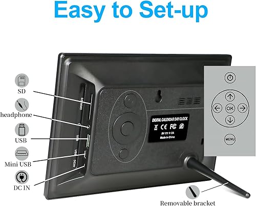 Miniatura 3 de Reloj digital de 7 pulgadas con atenuación automática, 12 recordatorios de alarma, relojes de demencia para personas mayores con discapacidad visual