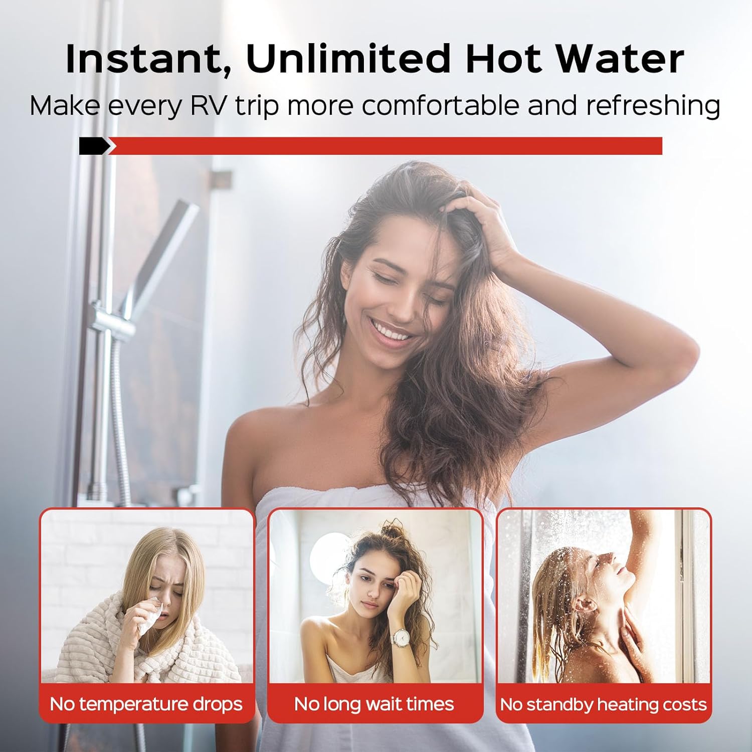 RV Tankless Water Heater with 15"x15" Black Door