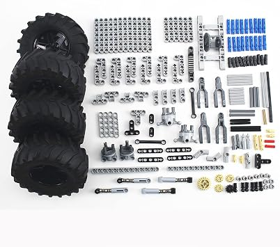 Technics Parts Vehicles Suspension System with Tire 107x44 Technical Parts Set Compatible with All Major Brands, MOC Parts Building Toy DIY Accessories 200pcs