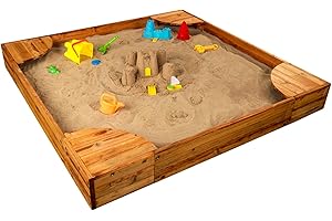 KidKraft Wooden Large Sandbox: Honey-Colored Backyard Oasis for Kids