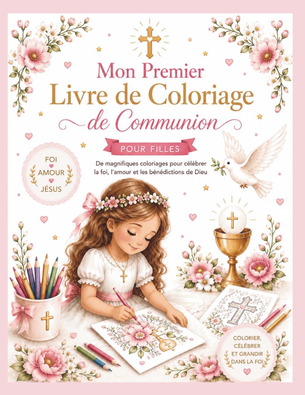 Ma Première Communion: Livre de Coloriage: Un beau livre de coloriage catholique et un précieux souvenir à chérir pendant des années