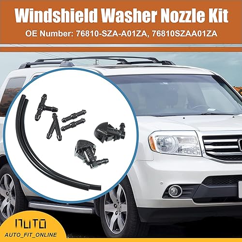 Miniatura 2 de Unifizz Juego de 1 boquillas de pulverización para parabrisas delantero, kit de boquillas para limpiaparabrisas 76810-SZA-A01ZA, manguera de chorro