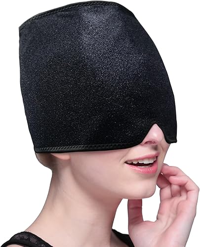 RAINBOW Gorro para aliviar el dolor de cabeza de migraña, paquete frío de gel inodoro para terapia de frío y calor reversible, gorra de alivio de