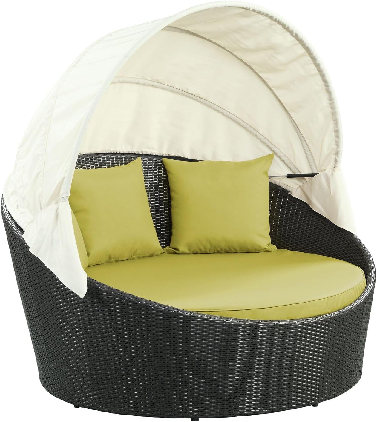 Modway Siesta Wicker Rattan Outdoor Patio Canopy Daybed in Espresso White