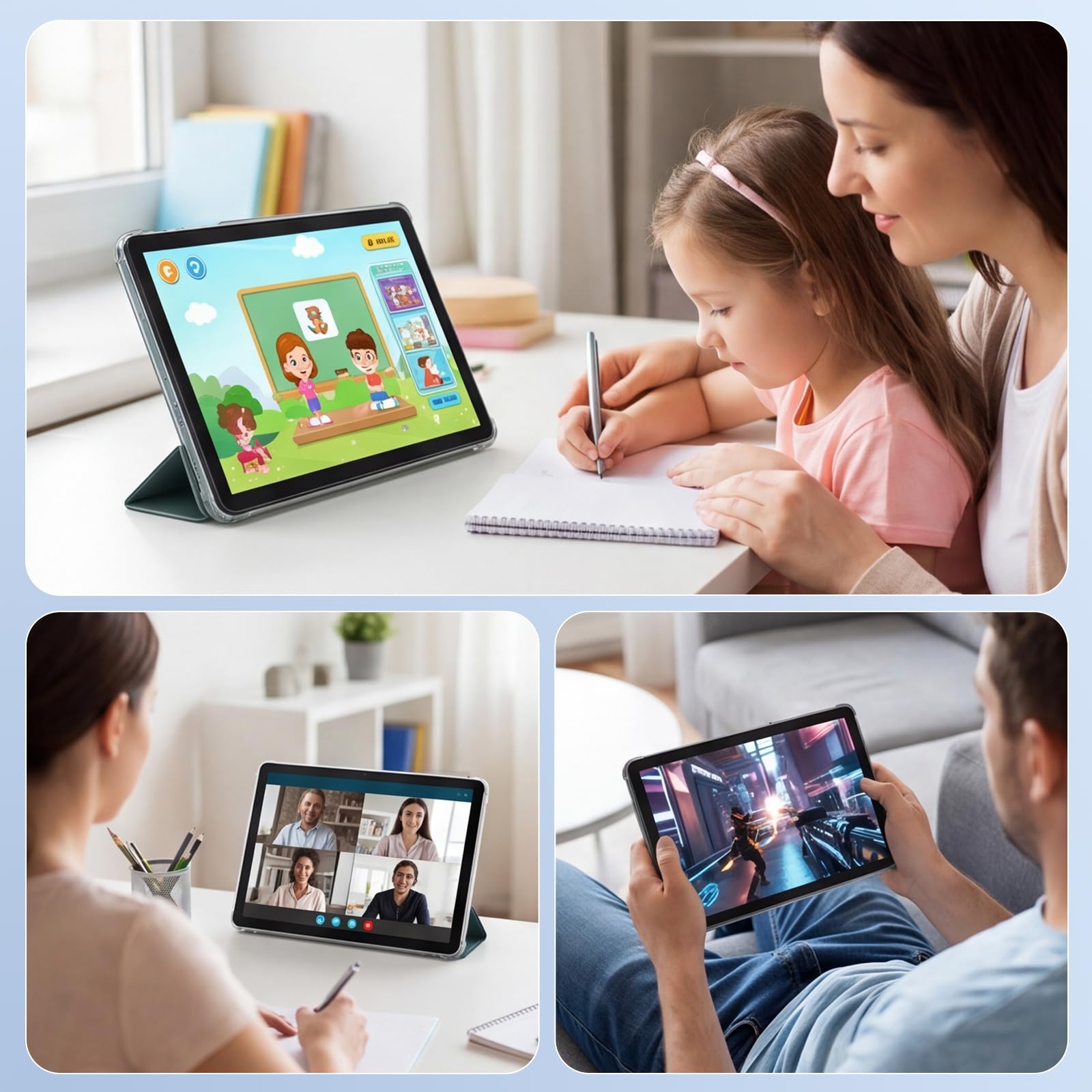 Tablet schermo HD da 10 pollici, Android 15 tablet con processore Octa-Core Ultra, 30 GB RAM+128 GB ROM(espandibile 2 TB) Wi-Fi 5G Rapido, Widevine L1, 13 MP + 5 MP, 6000 mAh, custodia inclusa