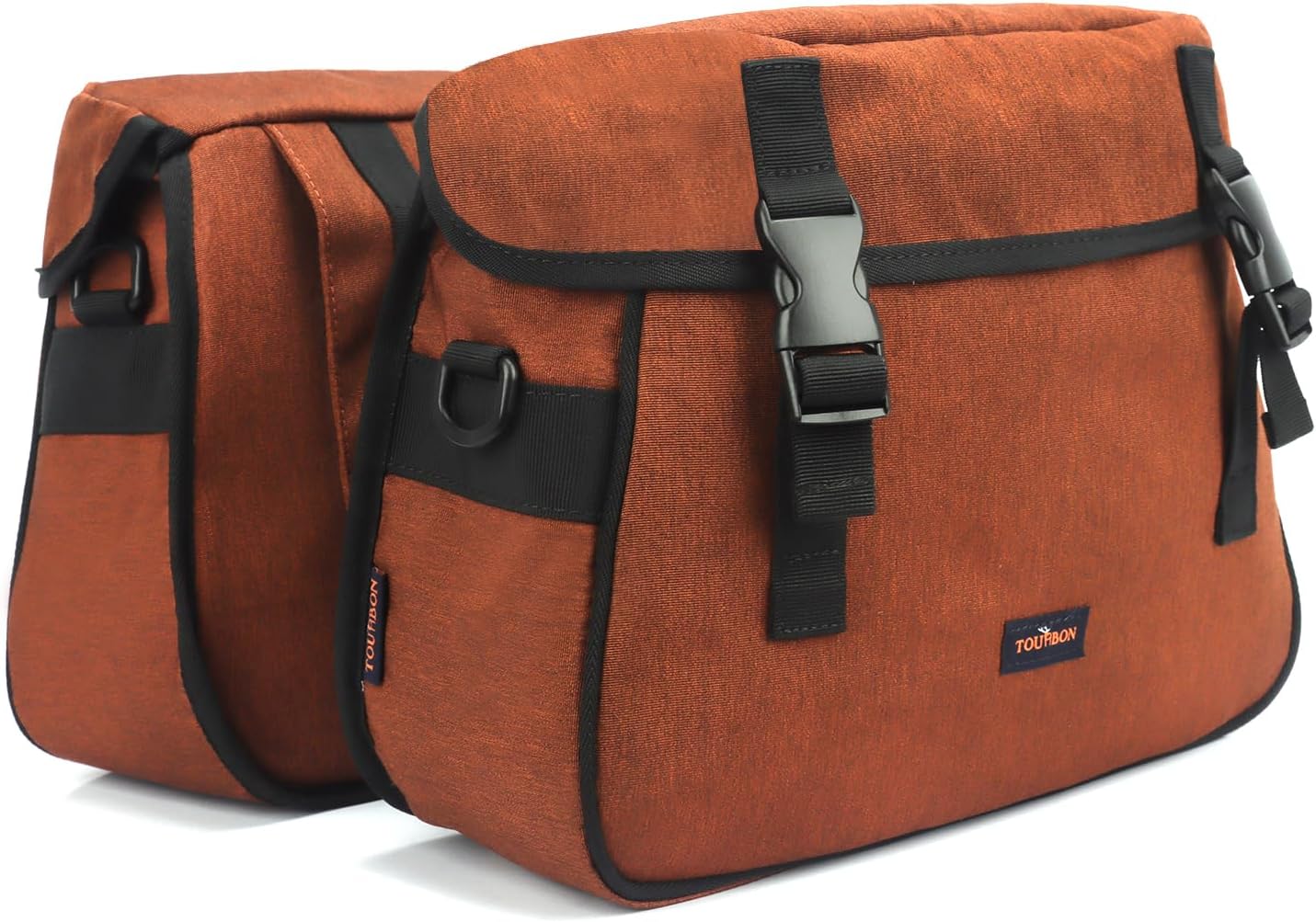 TOURBON Nylon Double Pannier Shoulder Bags Bicycle Rear Rack Trunk Motorcycle Tail Seat Bag - Brown