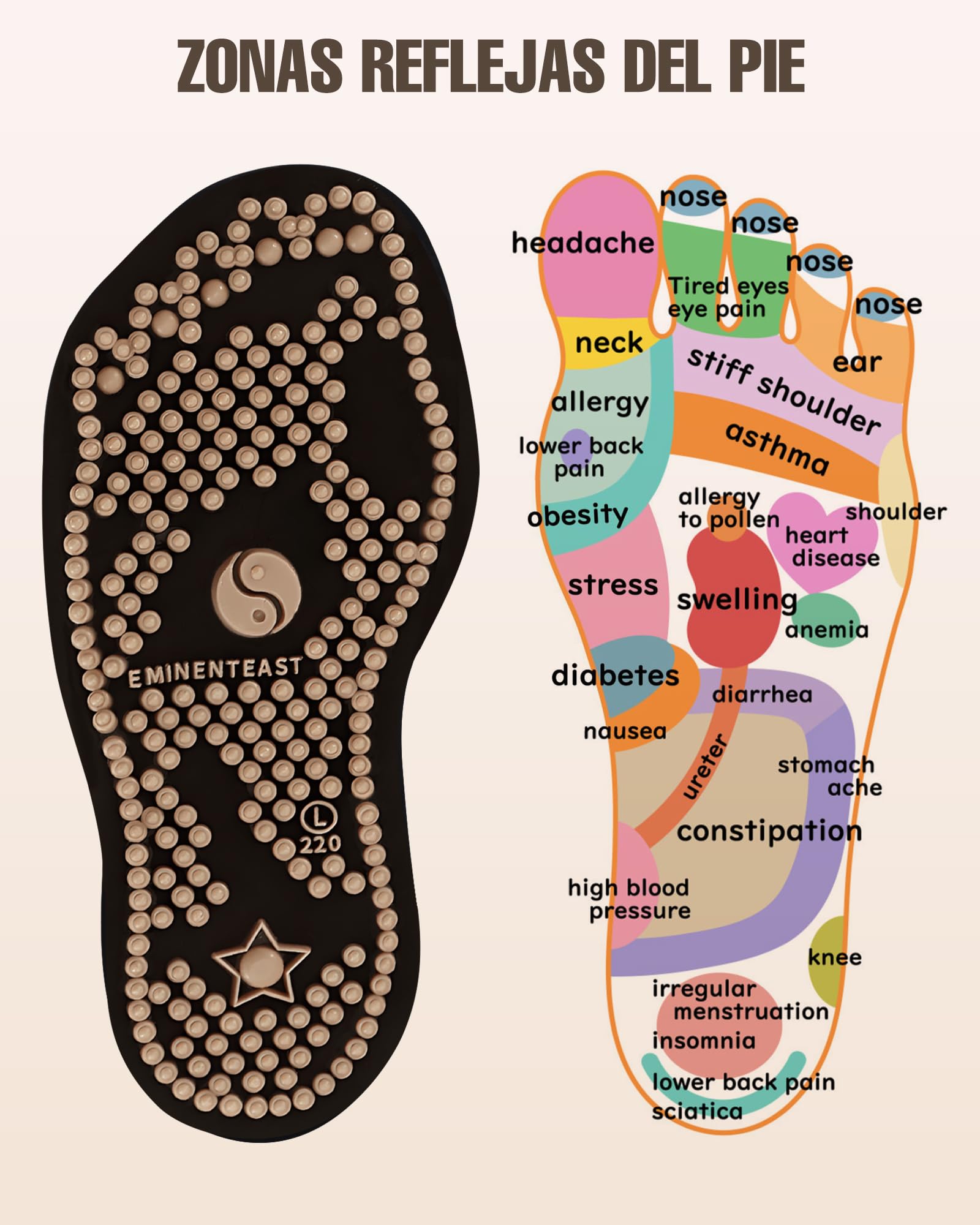 Calcetines de Acupresión y Reflexología para Masaje de Pies – Calcetines de Acupuntura con Puntos de Presión – Regalo para Mujeres, Hombres y Mayores 44-45