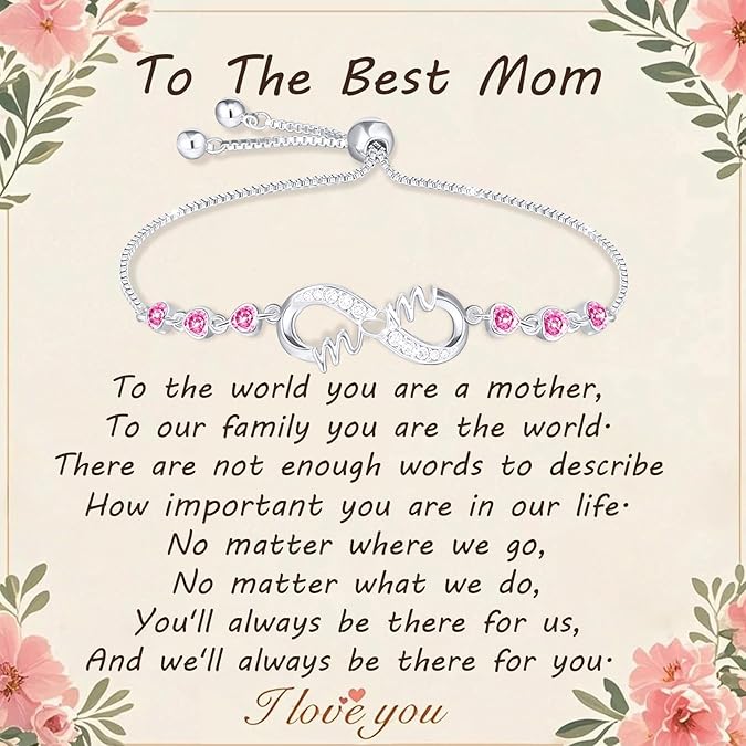 Gifts for Mom Silver Bracelets for Mothers day Birthday Thanksgiving Christmas Gifts from Son Daughters